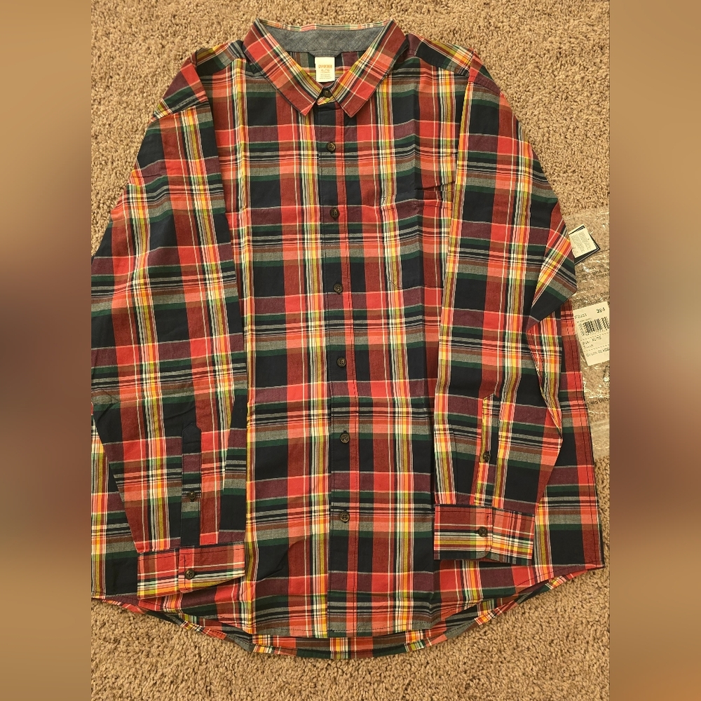 Gymboree Men's Multicolor Plaid Button Down Shirt In XL
